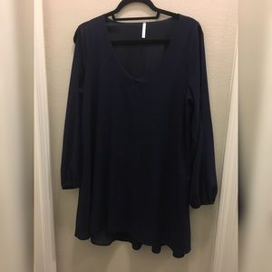 Navy Slit-Sleeve Dress